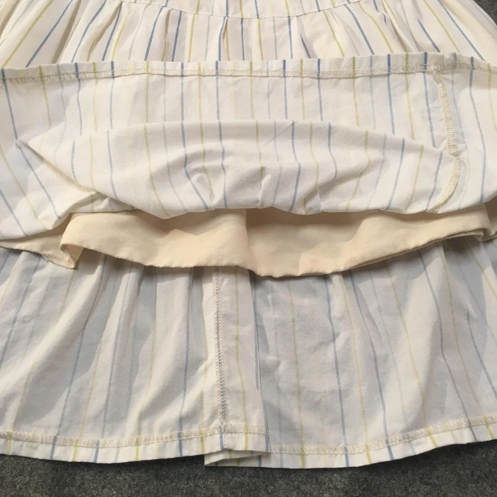 Skirt Girls M 8 Maxi Lined Ruffle Tier White Stripe Cotton Mom and Pop's Kids - Picture 7 of 10